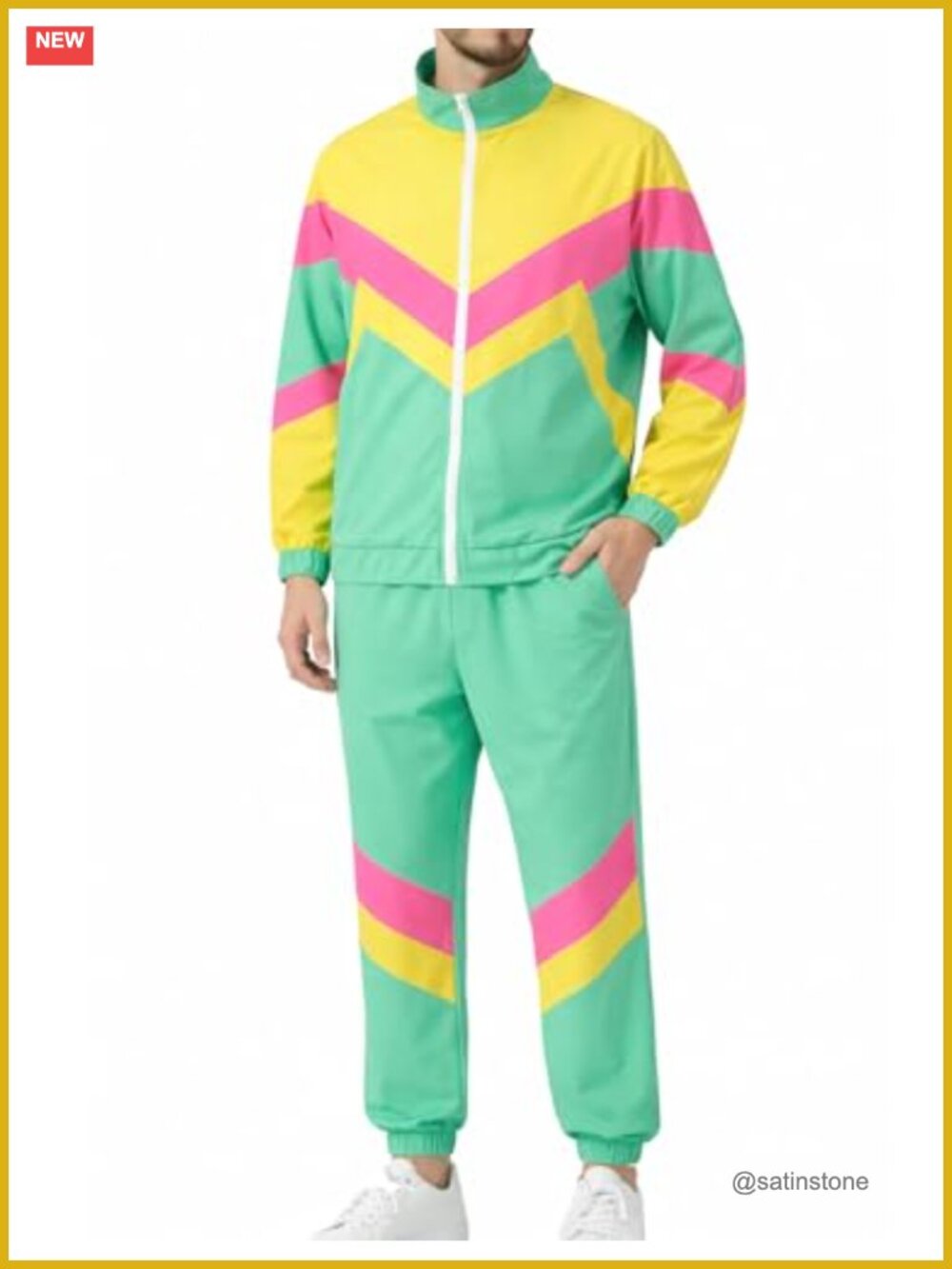 80s Tracksuit Retro Windbreaker Zip Jacket Pants Set